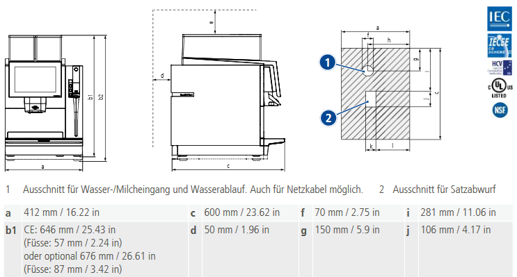 Thermoplan BW4 CTS Competizione Kaffeevollautomat Datenblatt